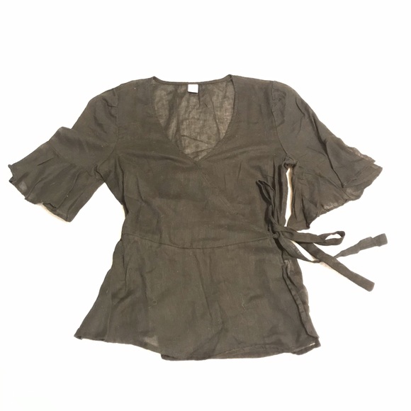 🌸Wrap Front Linen Blend Top - Picture 2 of 8